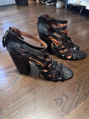 Ash Black Strappy Block Heel Sandals